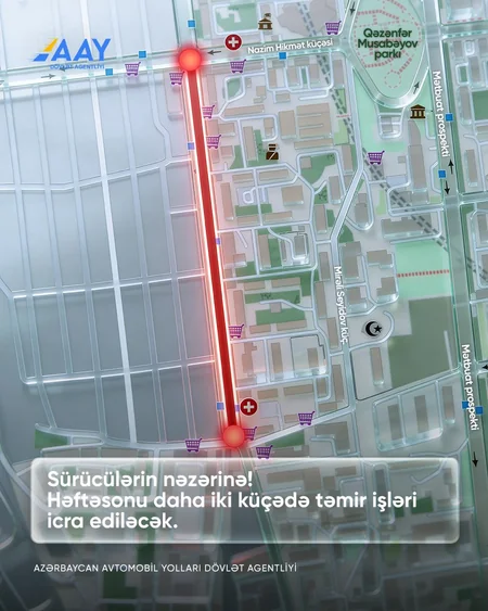 Həftəsonu Bakıda iki küçə təmirə bağlanacaq
